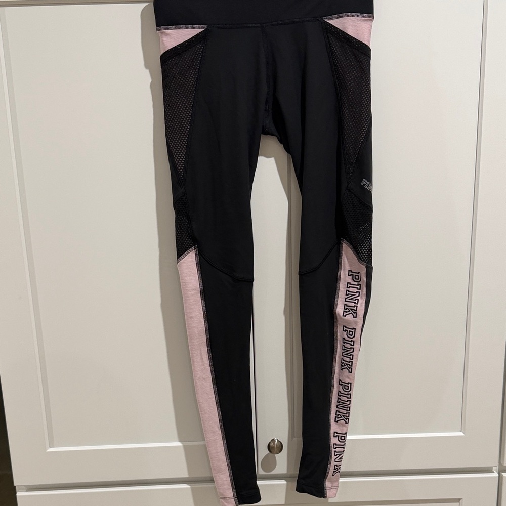 Victoria's Secret Black Leggings with Pink Branding XS